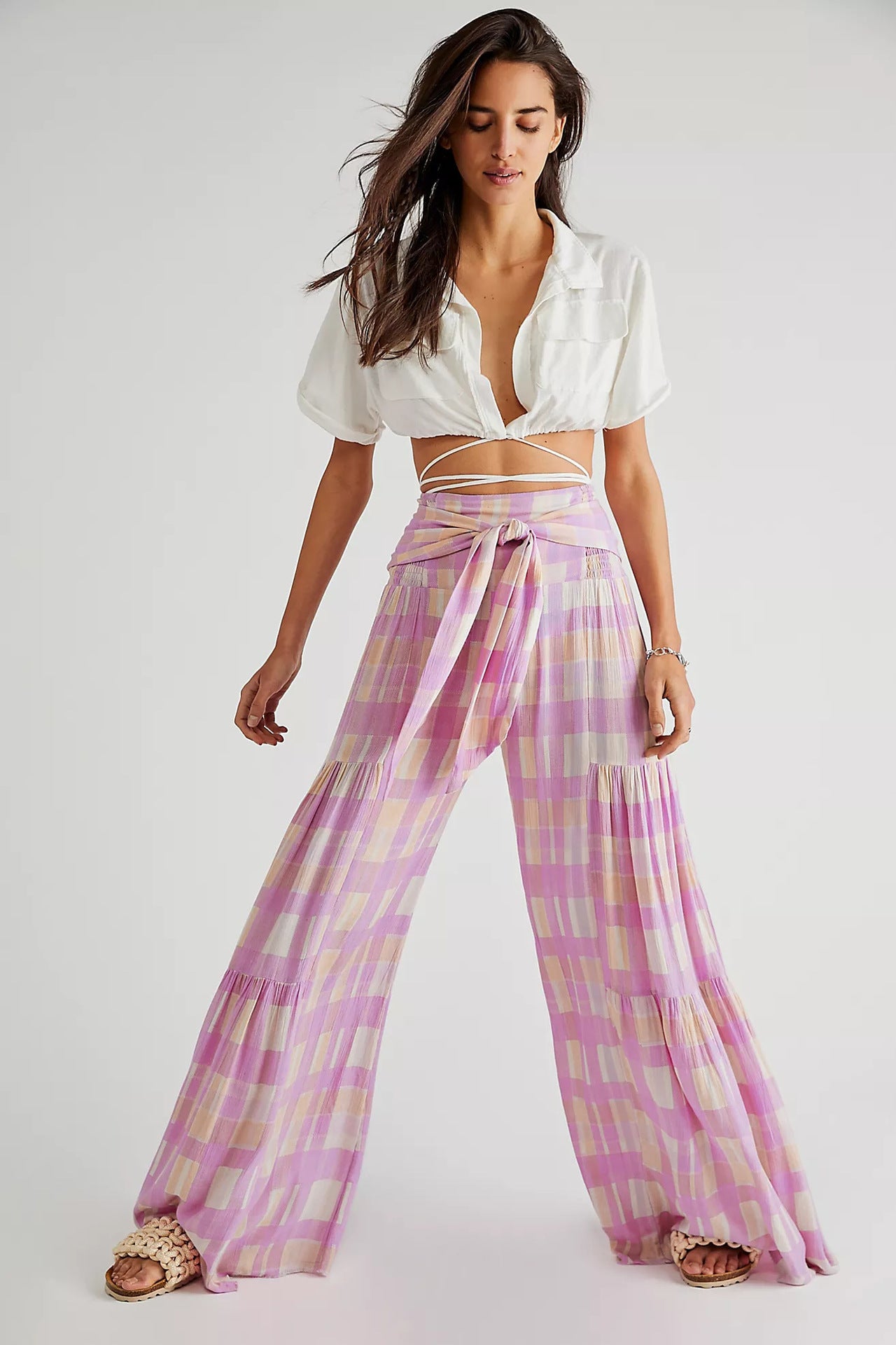 New Digital Printed Women's Loose Casual Pants Beach Wide