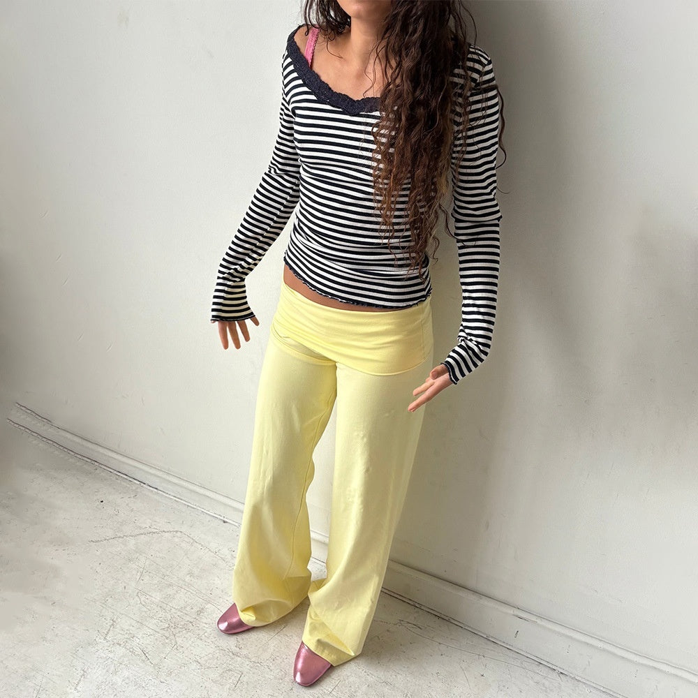 Womens Relaxed Casual Wide-leg Pants