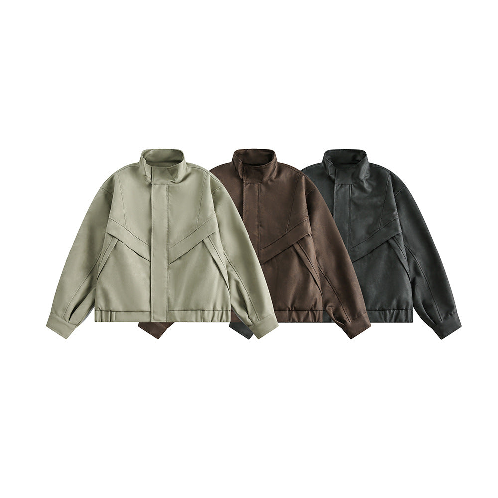 Men's Stand Collar PU Retro Biker's Jacket Casual Coat