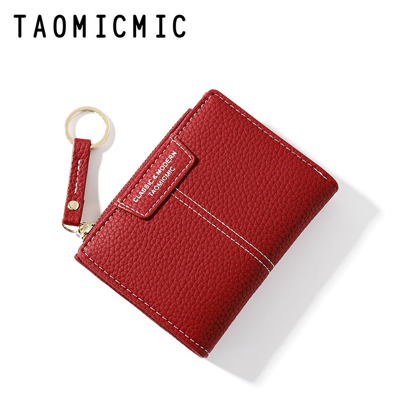 Fashion short zipper two-fold wallet women