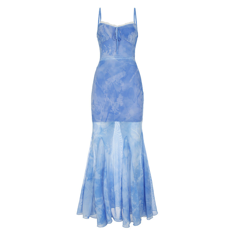Hip Lifting Semi-permeable Mesh Long Dress