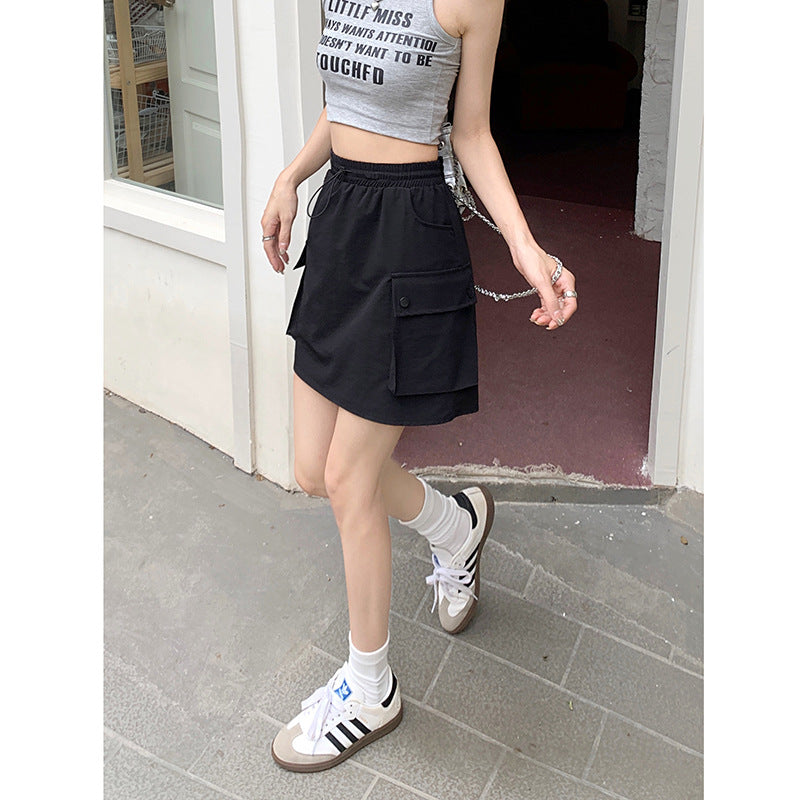 Women's Adjustable-Waist Drawstring Cargo Skirt