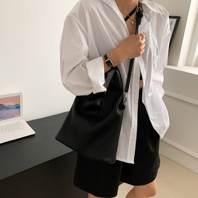 Women's Fashion Simple Striped Shoulder Bag