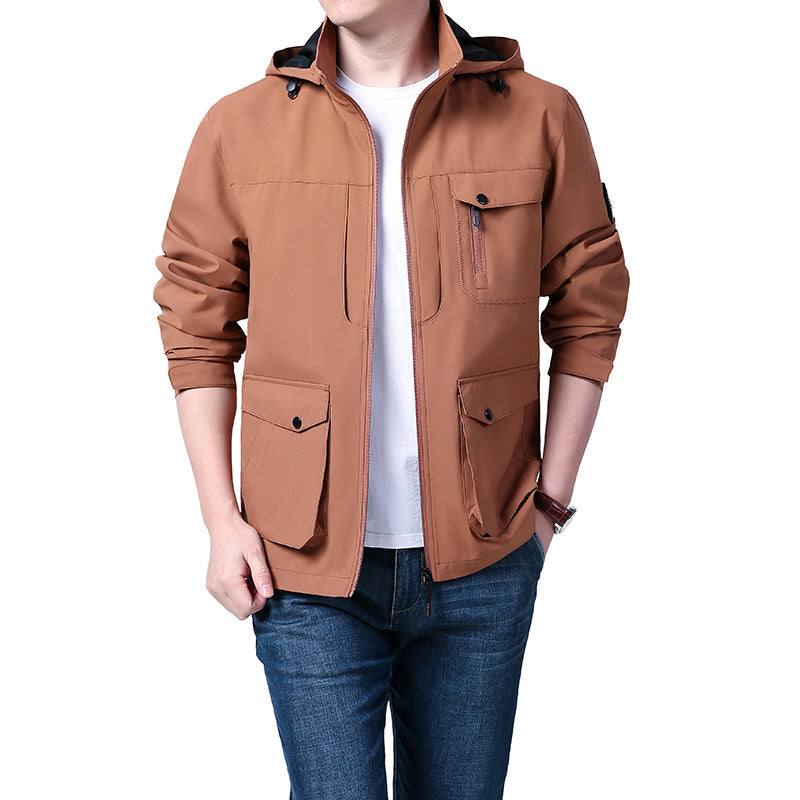Men's Outdoor New Shell Jacket Plus Size Off Hat Multi-pocket Jacket