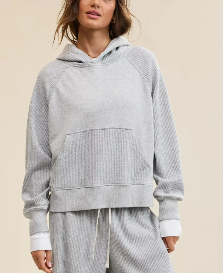 Hooded Top And Wide-leg Pants Two-piece Set