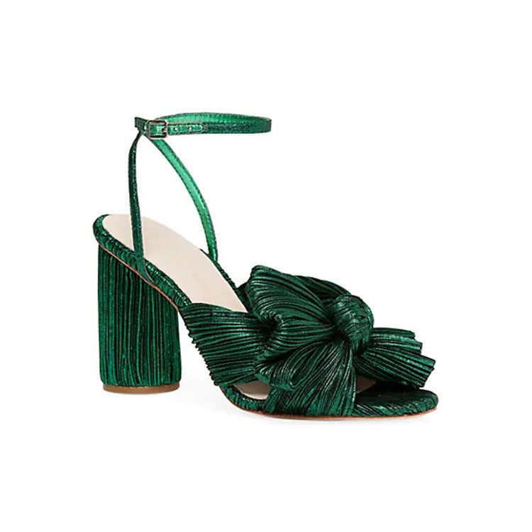 Thick Heel Bow Fairy Silk Sandals Vintage Fairy Shoes