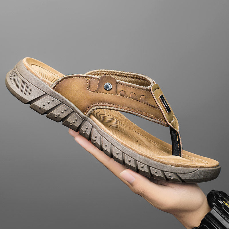 Flip Flops Men's Summer Outdoor Non-slip Wear-resistant Flip-flops Soft Bottom