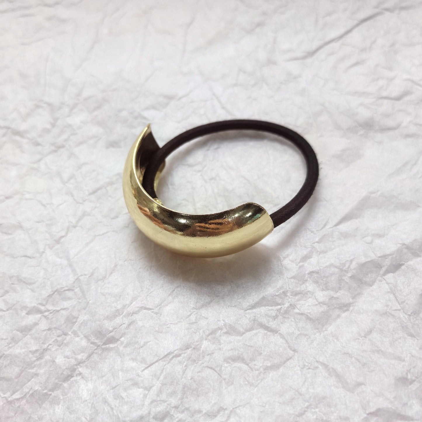 Minimalist Alloy Ring Semi-curved Hair Ring Online Influencer Head String High-end Leather Case Hair Rope