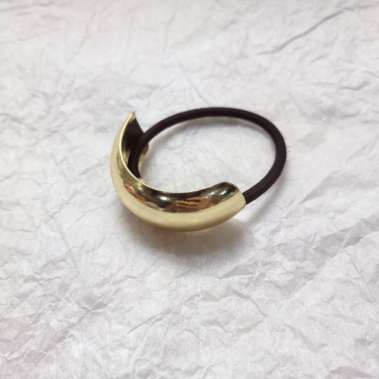 Minimalist Alloy Ring Semi-curved Hair Ring Online Influencer Head String High-end Leather Case Hair Rope
