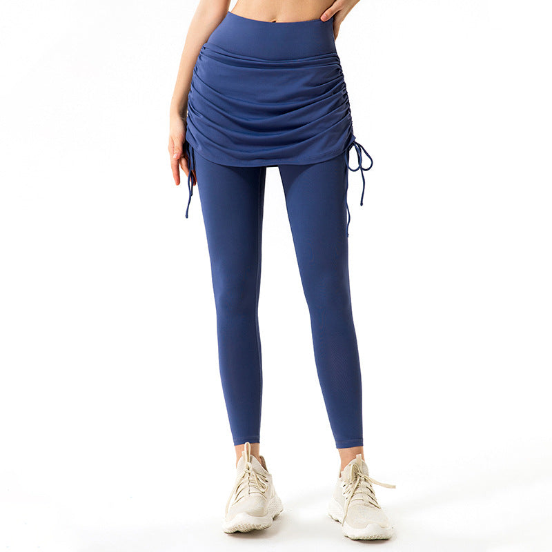High Waist Yoga Pants Drawstring Strap Half Body