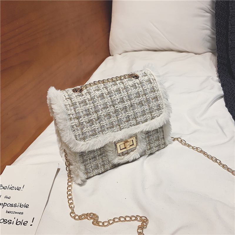 Small Square Woolen Crossbody Bag