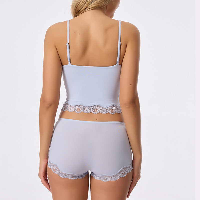 Cross-border Sexy Lace Thong Suspender Boxer Briefs With Lace Trim