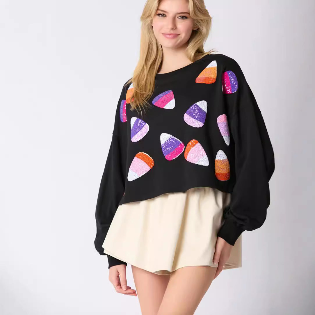 European And American Fashionable Sequins Embroidered Sweater