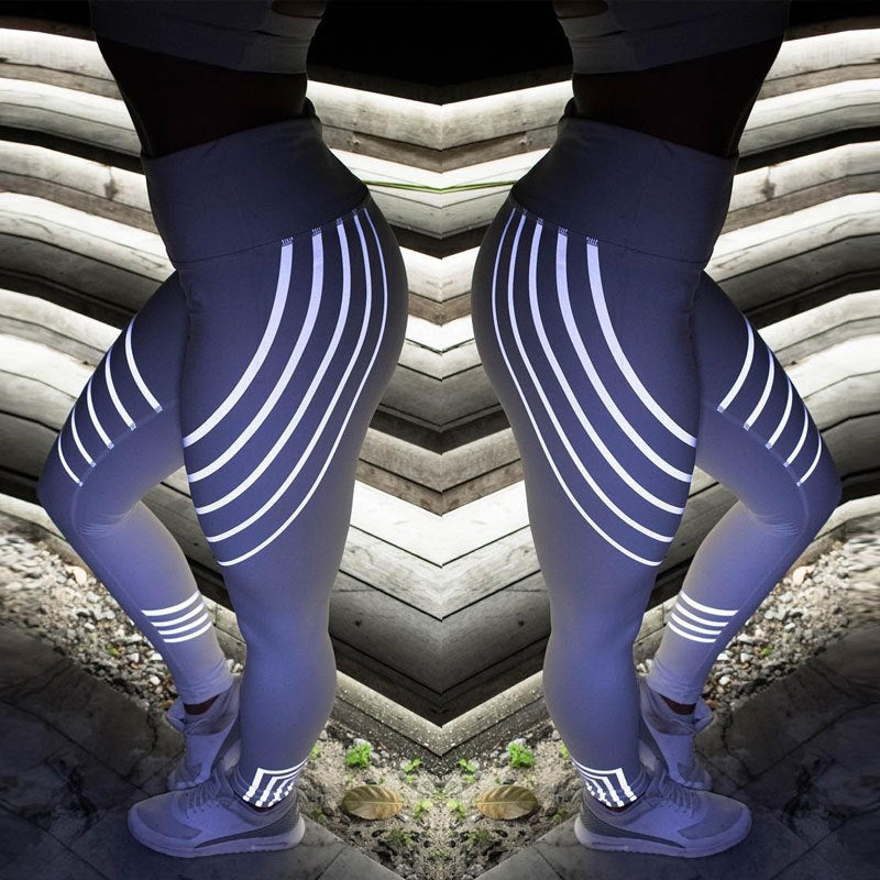 Europæiske skønhedstræning yogabukser med laserprint, slanke sportsleggings