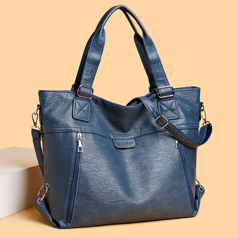 Retro Soft Leather Handbag Fashion Commuter Shoulder Messenger Bag