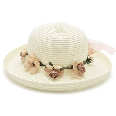 Women's Hand Flanged Fake Garland Visor Hat