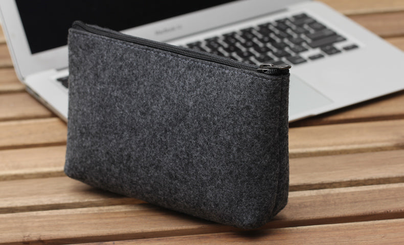 Wool felt cosmetic bag