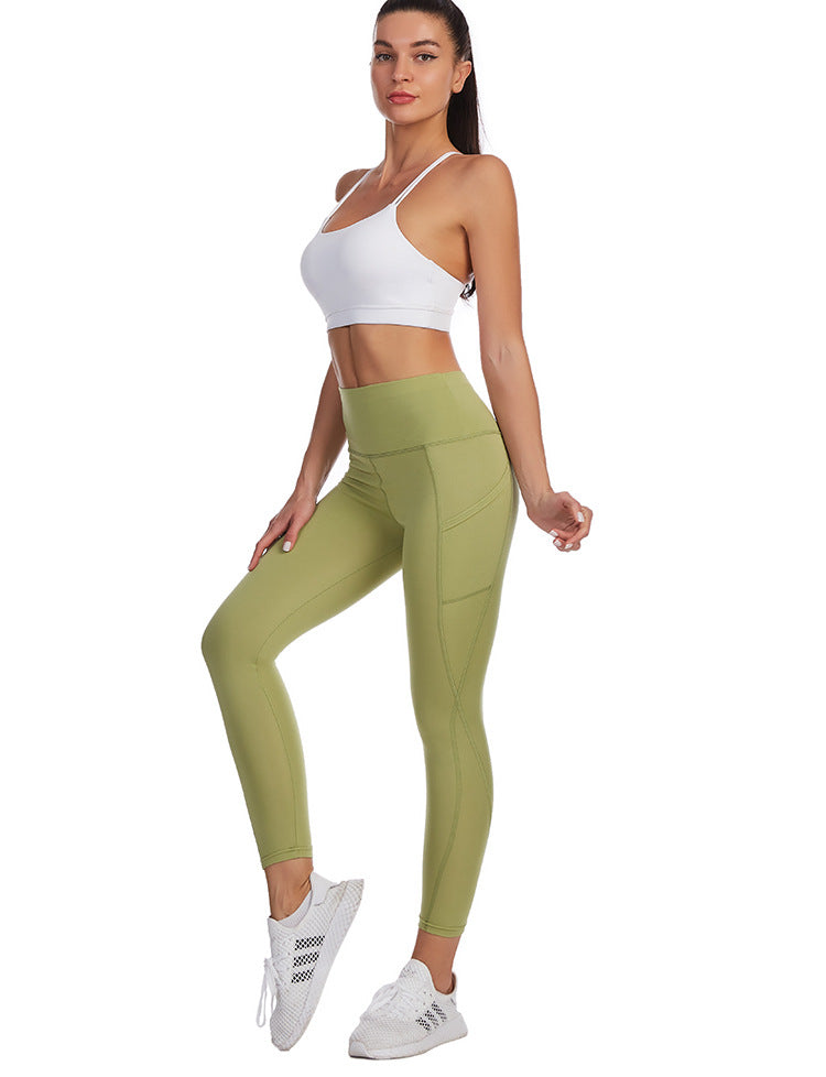 High-waisted Butt-lifting Slim-fit Sports Leggings With Side Pockets