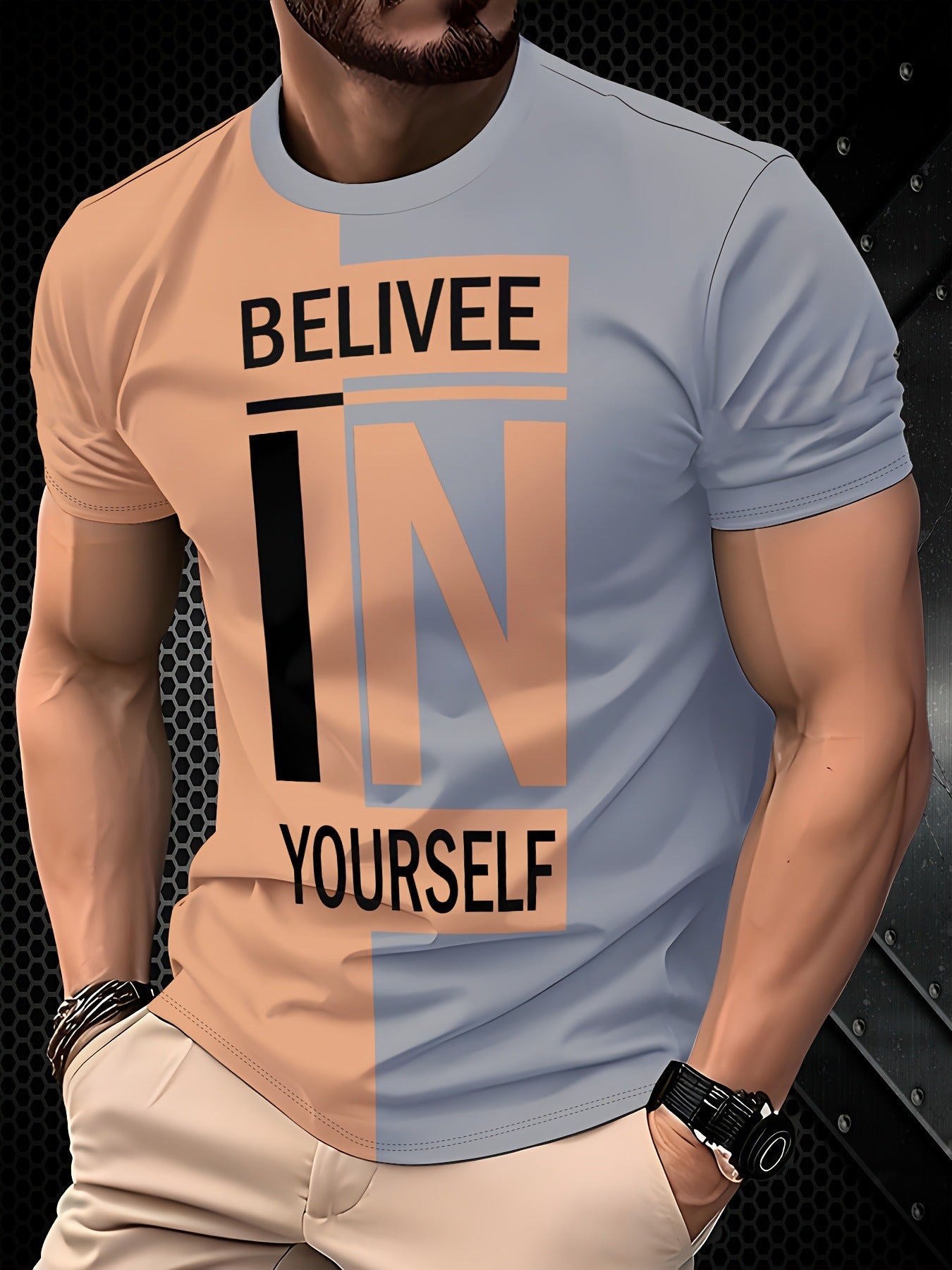 Mens Casual Minimalist 3D Short Sleeve Printed T Shirt Top