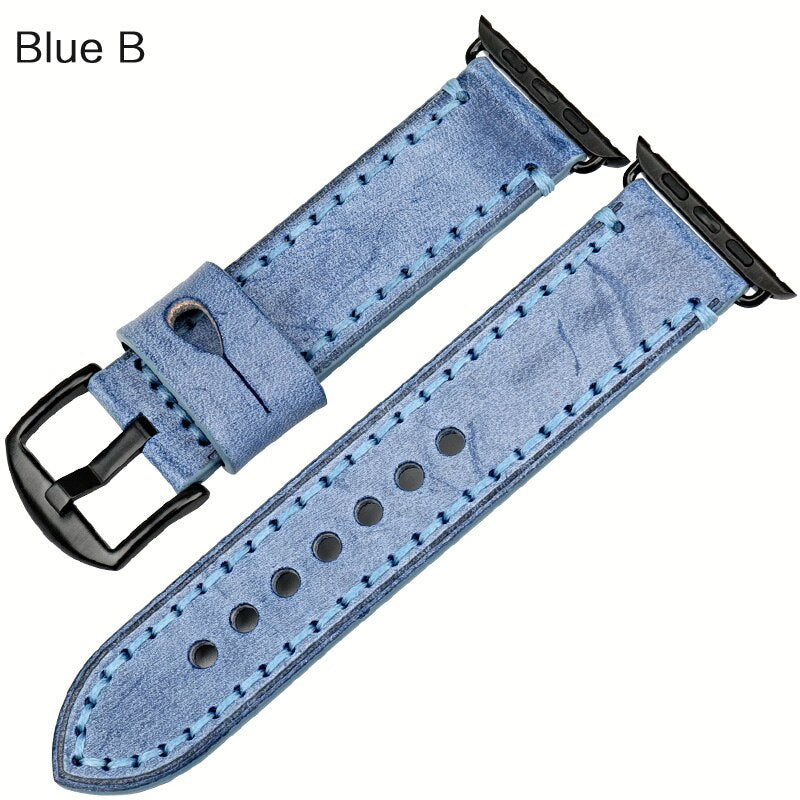 Watch strap with leather