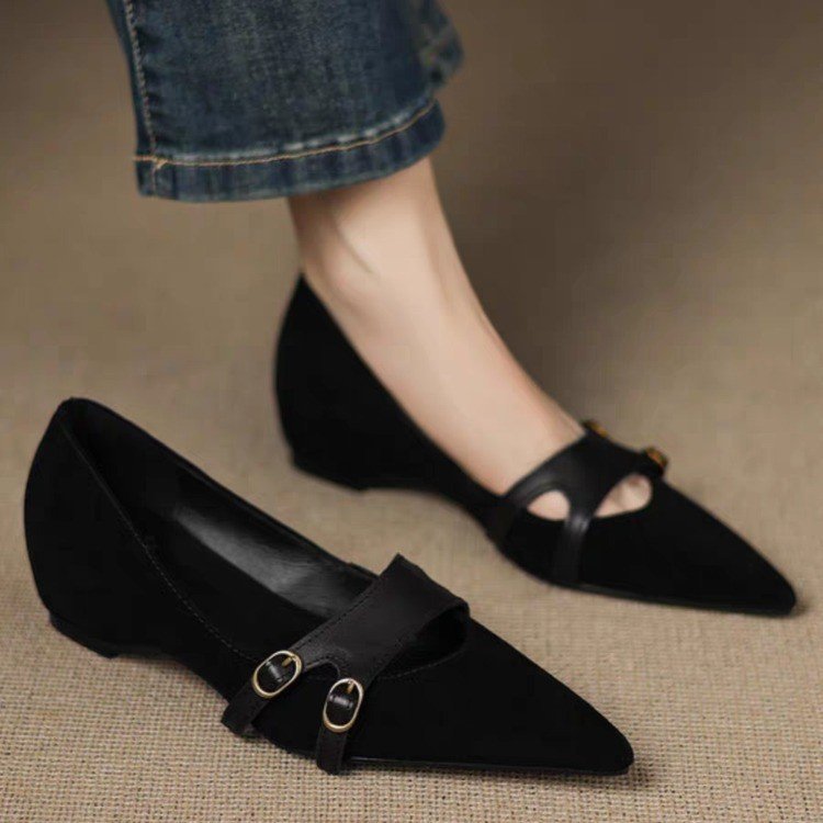 French-style Vintage Pointed-toe Low-cut Womens Flats