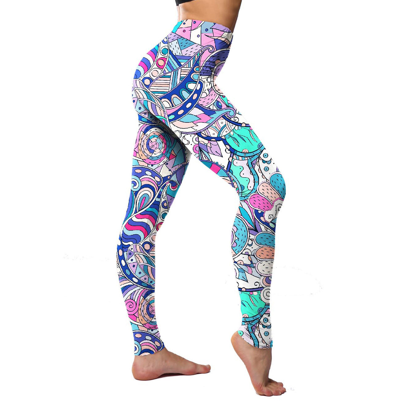 Powder Blue Paisley Print Leggings