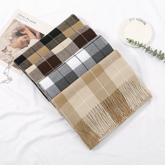 Warm Shawl Tassel Contrast Color Skin-friendly Warm Scarf