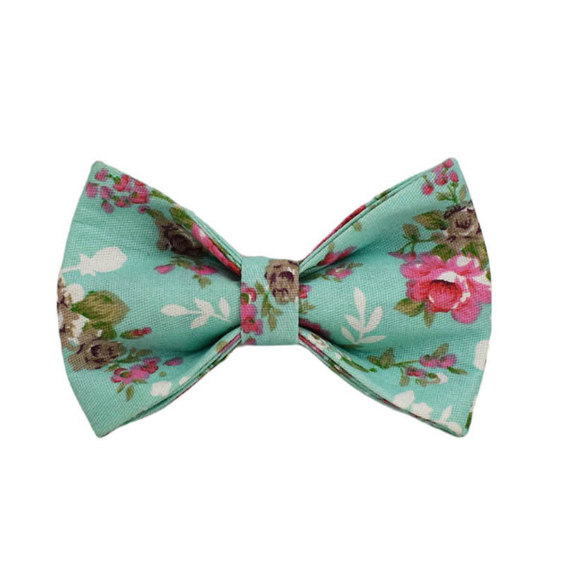 Rose Dog Collar With Green Background Detachable Cute Bow
