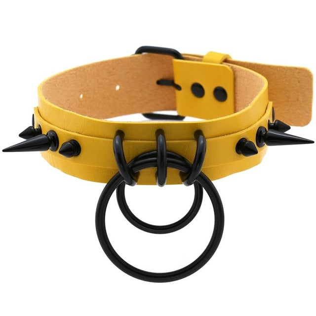 Punk Choker Rivet Buckle Spike Collar Necklace Black  Mens Womens