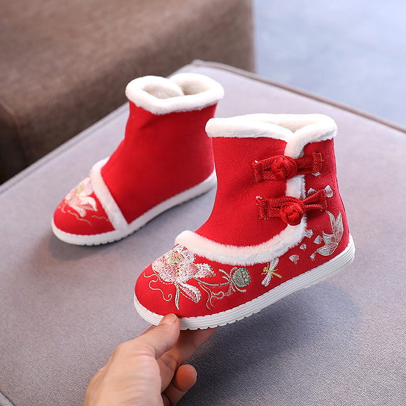 Hanfu Girls Embroidered Old Beijing Snow Boots
