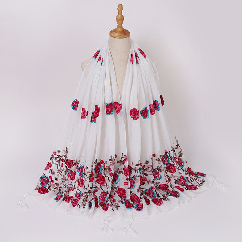 Ladies Travel Often Shawl Embroidery