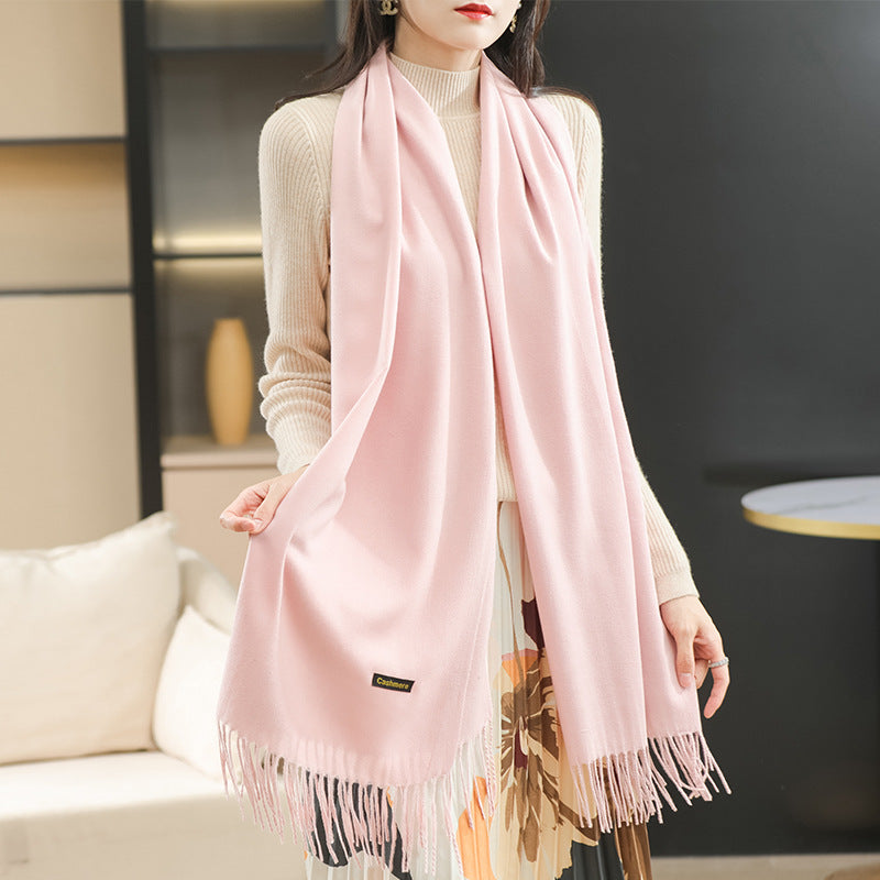 Winter Women's Dual-use Cashmere Solid Scarf