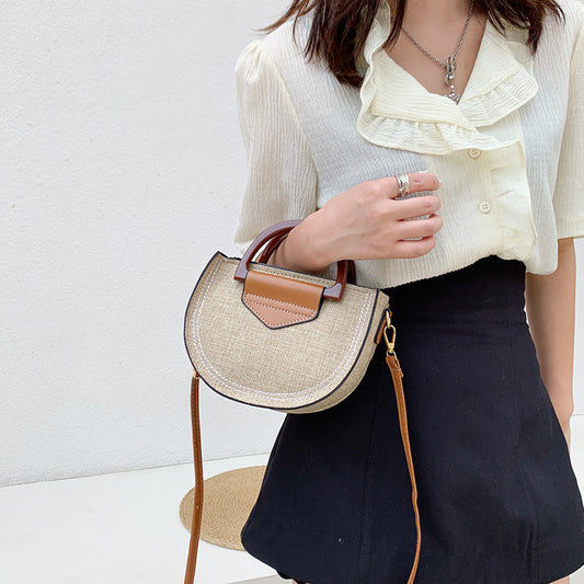 Women's Summer Large Capacity One Shoulder Messenger Woven Bag