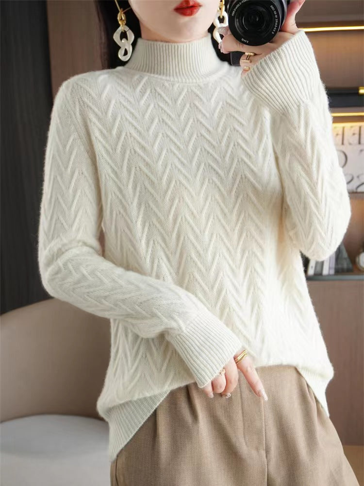 Mock Neck Sweater Women's Thick Loose All-matching