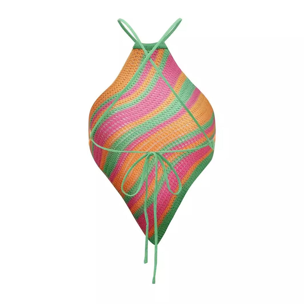 Lace-up Women's Tube Top Beach Halter Knitted Sling