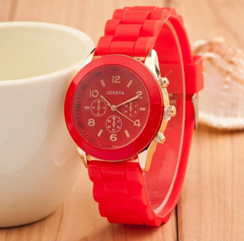Foreign trade explosions Geneva jelly silicone watch GENEVA three-eye digital scale student quartz watch wholesale