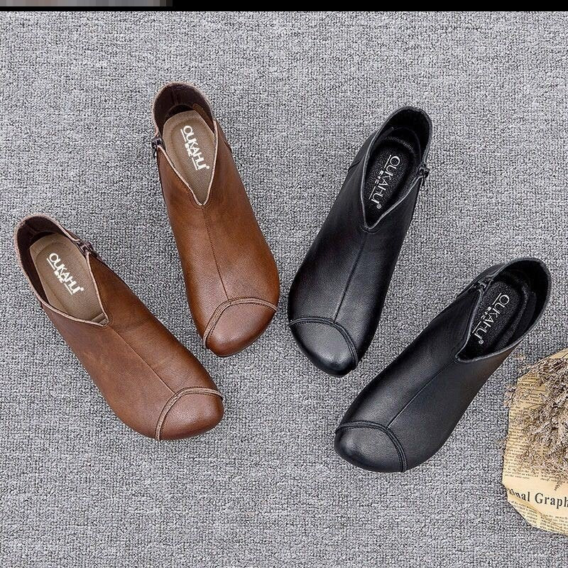Soft Leather Women's Martin Boots Retro Handmade Soft Shoes