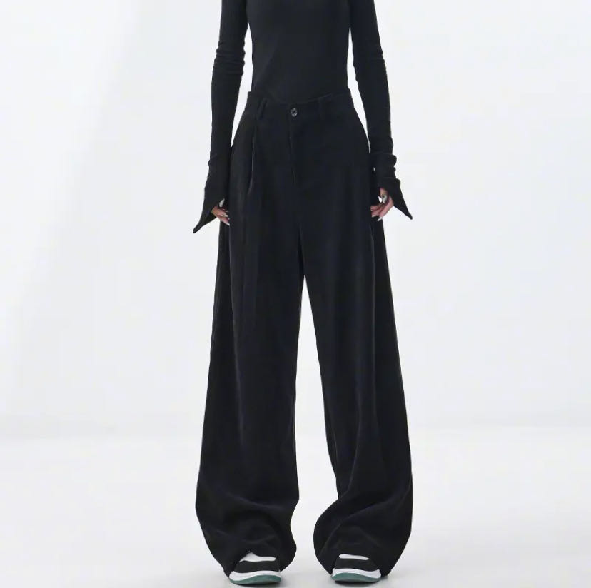 Fashion Casual Complex Baggy Straight Trousers