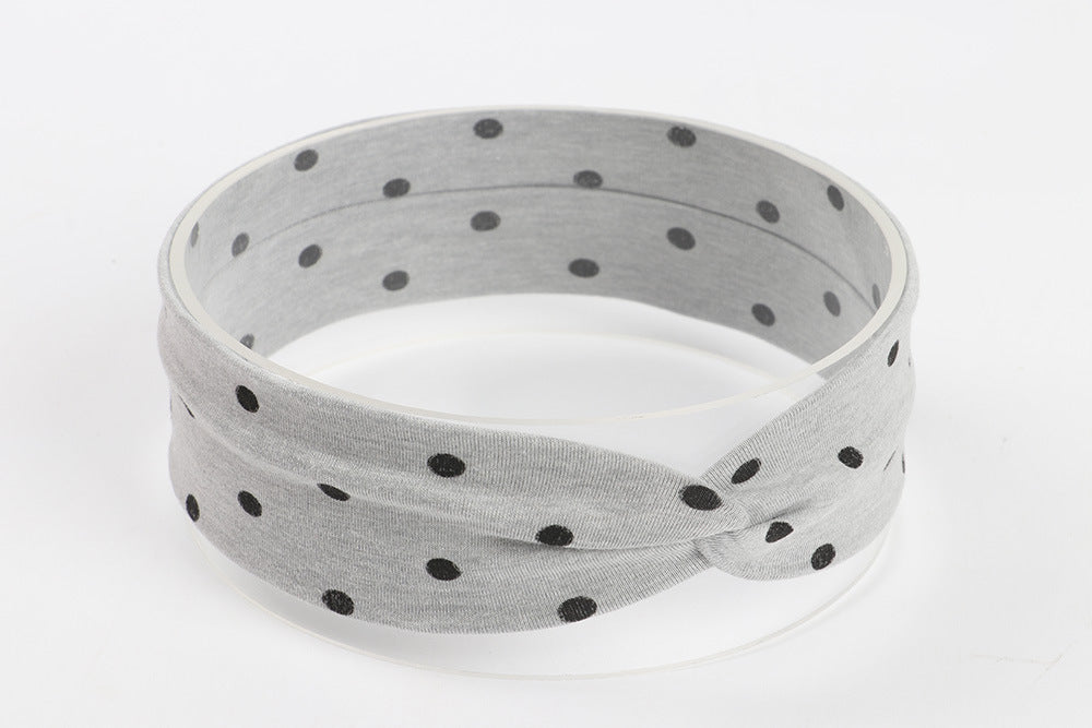 European And American Cute Dotted Prints Cross Babies' Headwear Cotton Cloth Children's Headband