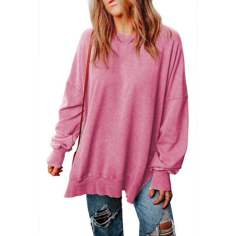 New Solid Color Loose Pullover Top Women
