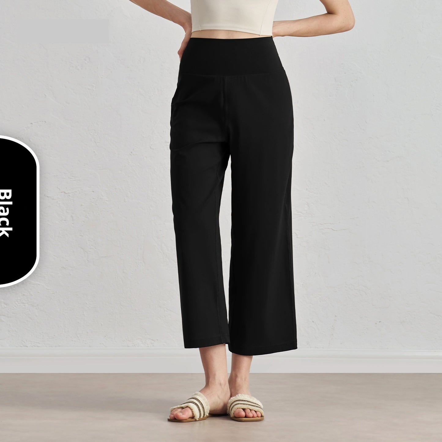 Nude Feel High Waist Wide Leg Mid-length Yoga Pants New Loose Slimming Draping Effect