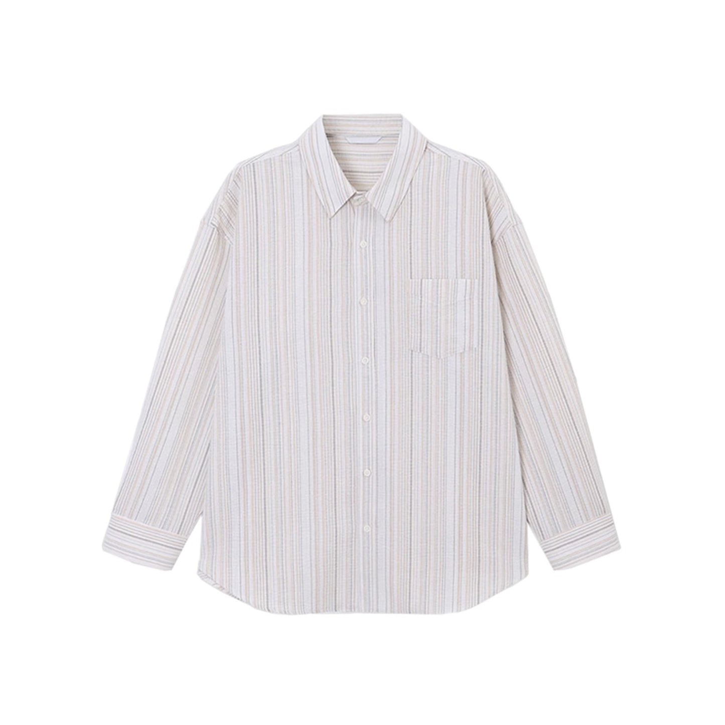 Striped Long Sleeve Men's Early Autumn Texture Shirt