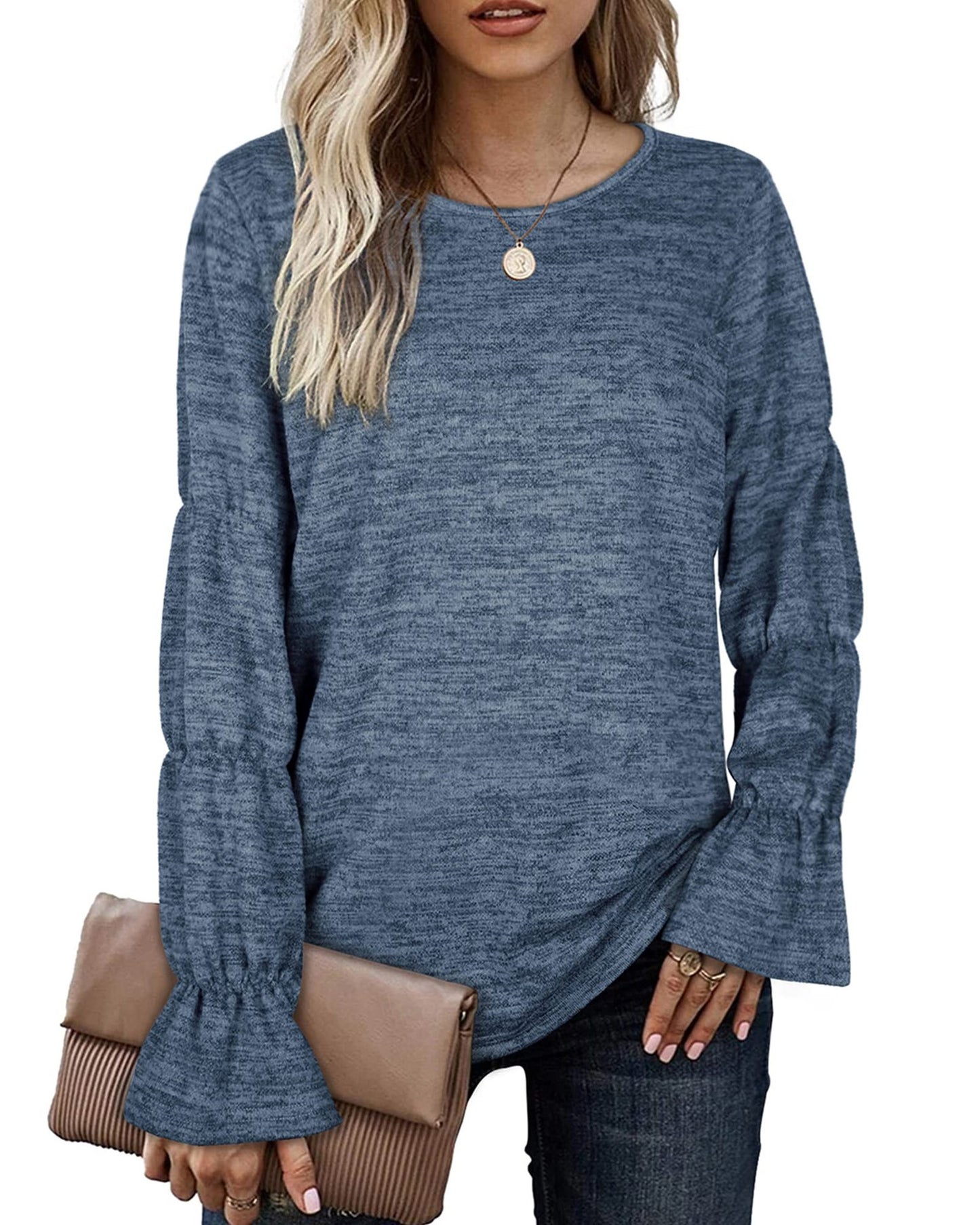 Women's Temperament Commuter Loose Long Sleeve Casual Knit T-Shirt