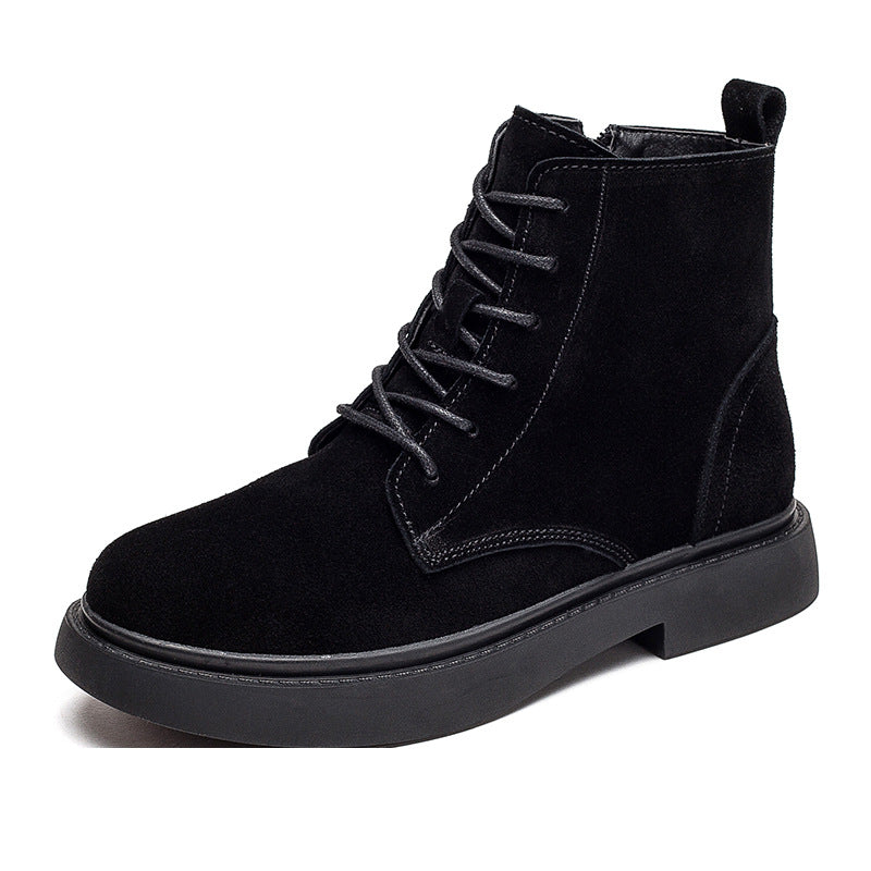 Leather Martin Boots Women's Matte Mid-heel Flat