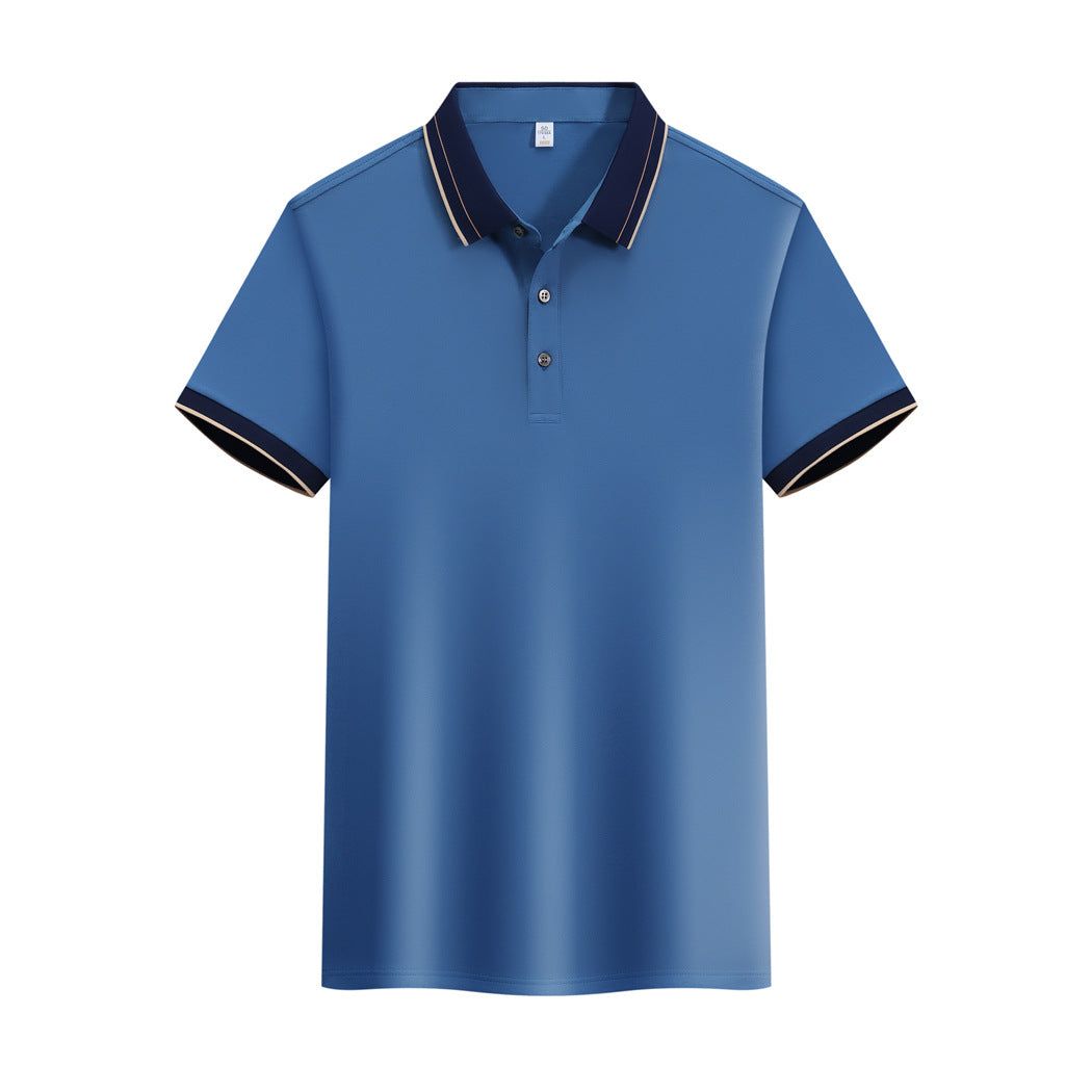 Ice Ion Mercerized Pearl Cotton Color Matching Collar Polo Shirt For Men And Women