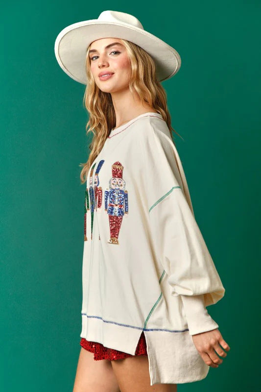 Christmas Sweet Sequins Thickened All-matching Top