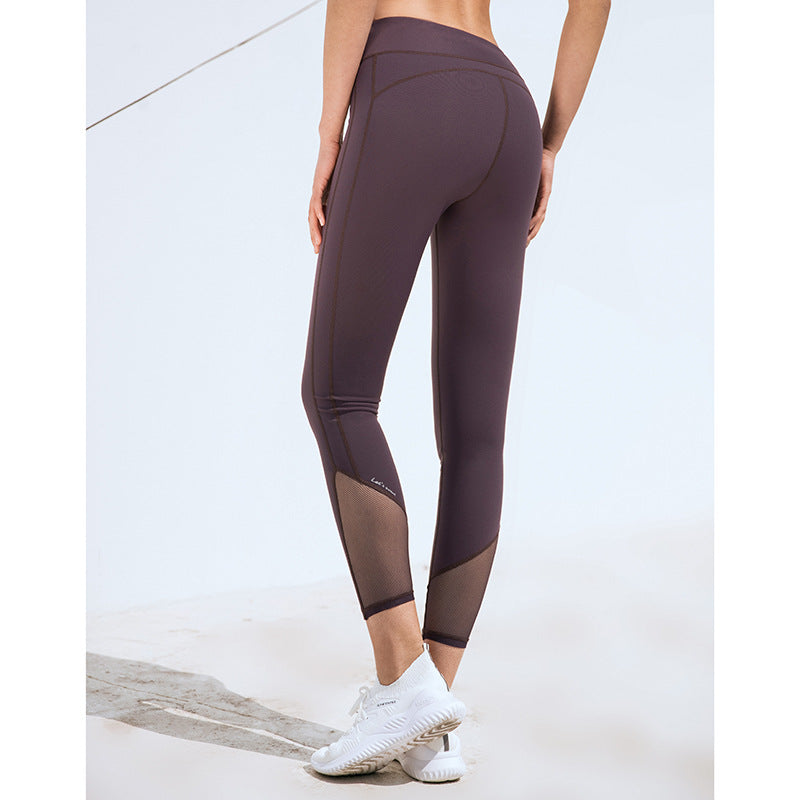 Mesh stitching breathable cropped pants