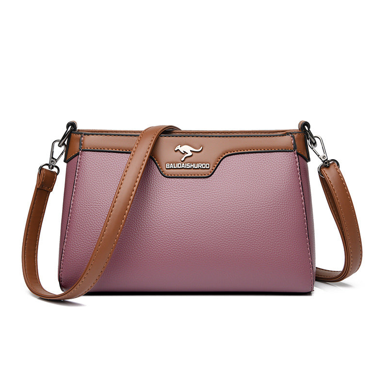 One Shoulder Blød Læder Lille Firkantet Syning Kvinder Crossbody Taske