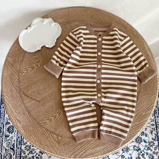 Color Block Striped Fart Romper Newborn Bodysuit