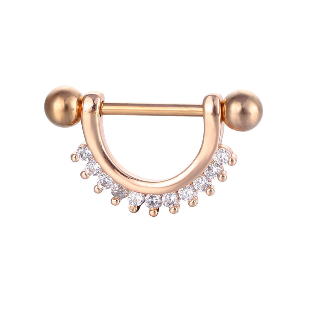 Puncture Nipple Ornament Inlaid Zircon Ring Nails